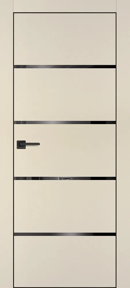 Фото Межкомнатная дверь PX-17 черная кромка с 4-х ст. Бежевый матовый