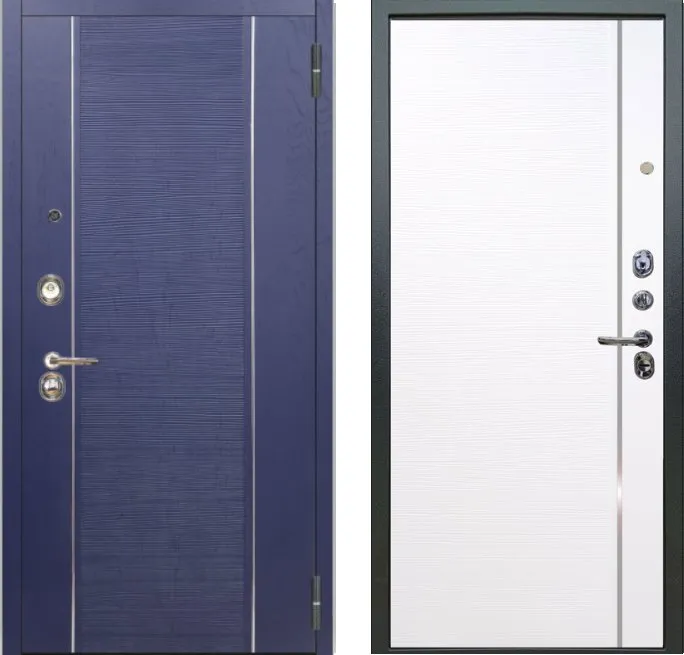 Фото Дверь Аргус ЛЮКС 3К Дижон-Роял-Вуд-Синий  Антик серебро DIS006853